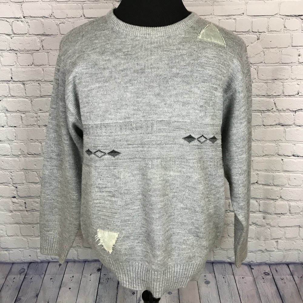 Cavalli Mens Gray Patch Acrylic Sweater